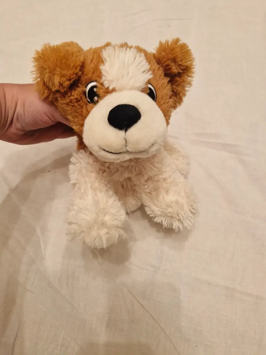 Tan and beige dog soft toy