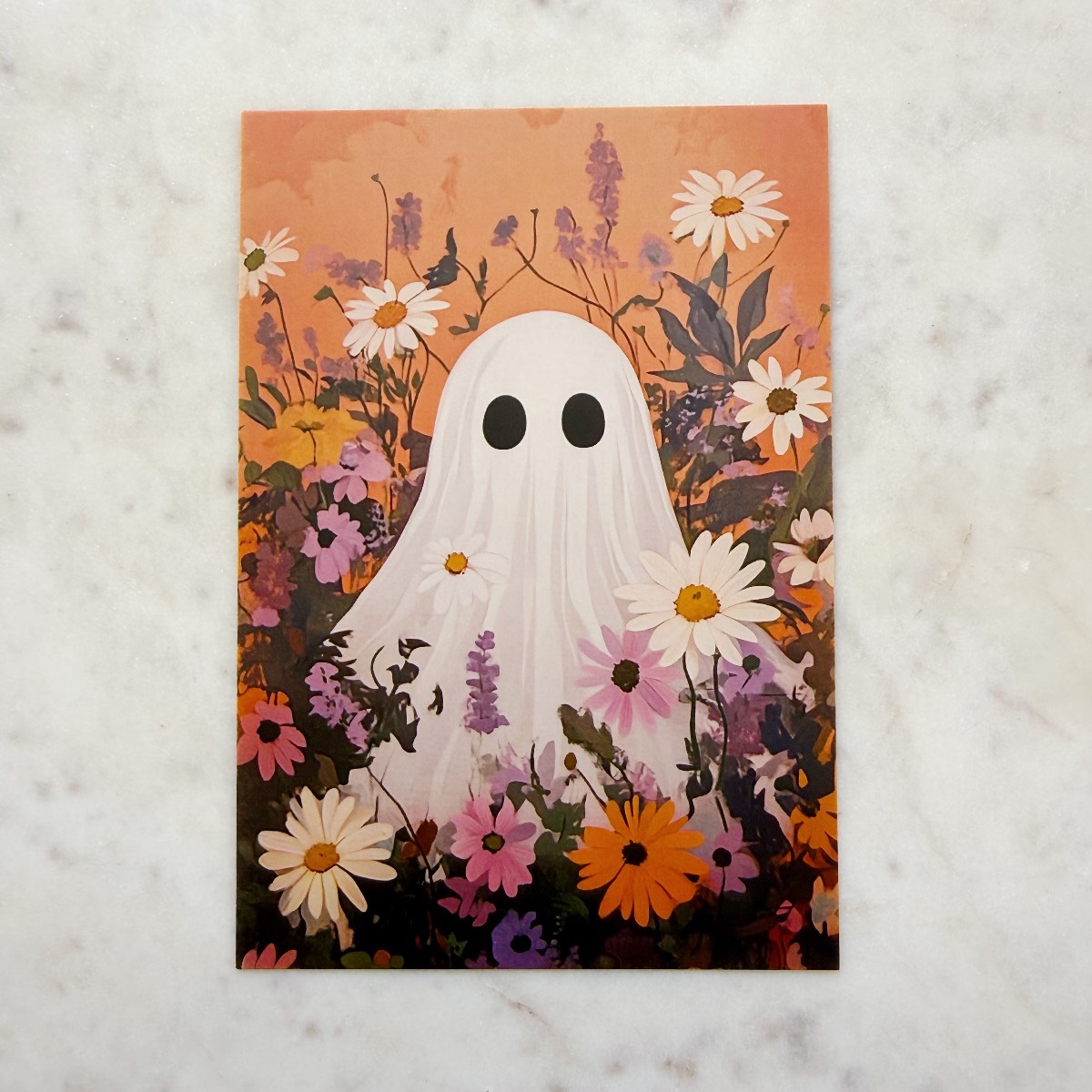 Ghost in Flower Meadow Postcard Art Print