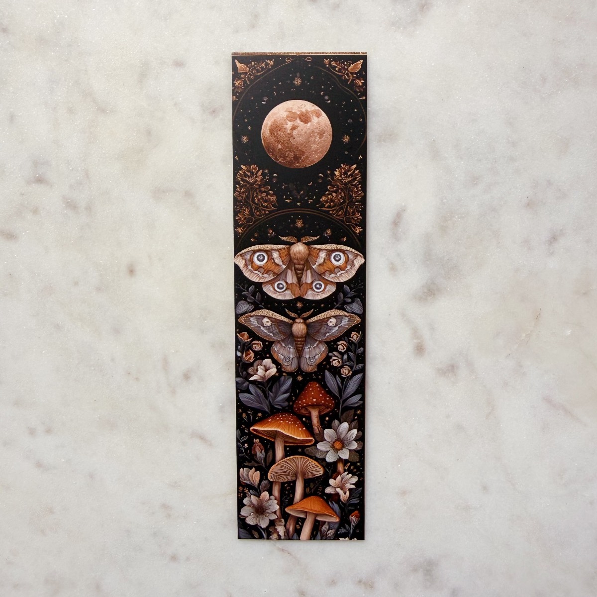 Moths with Flowers and Toadstools Card Bookmark