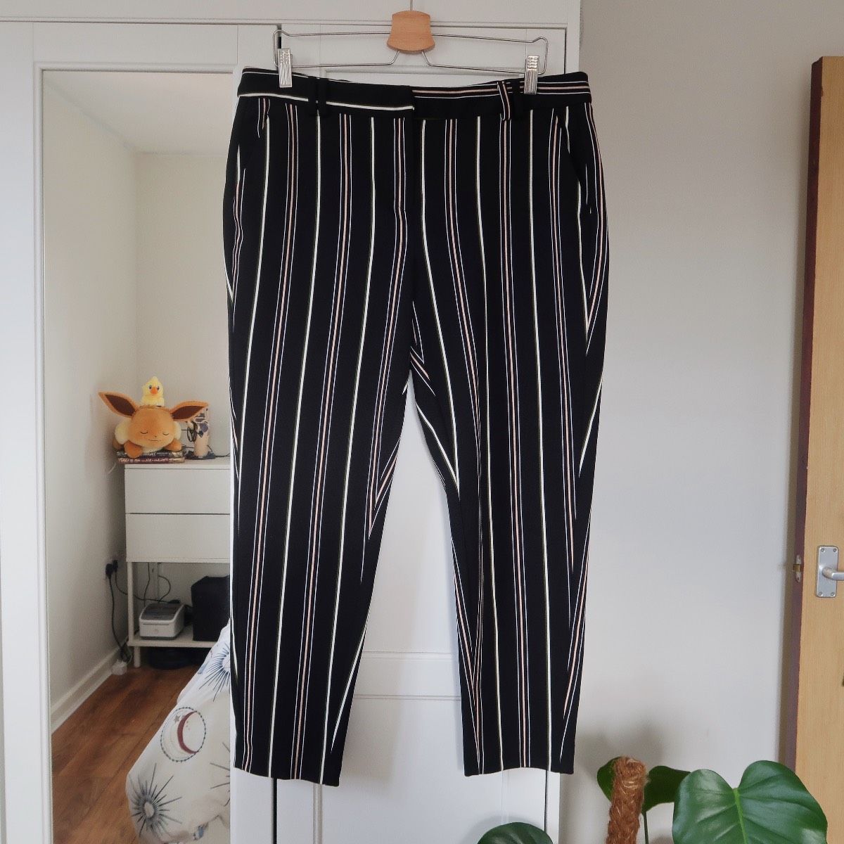 Dorothy Perkins Black Striped Straight Leg High Waist Smart Trousers