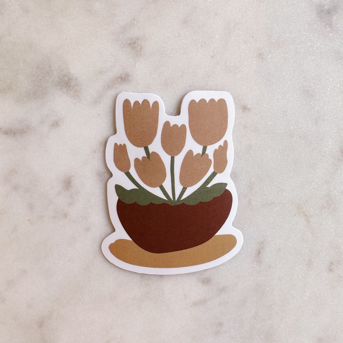 Tulip Flowers in Plant Pot Water Resistant Vinyl Sticker