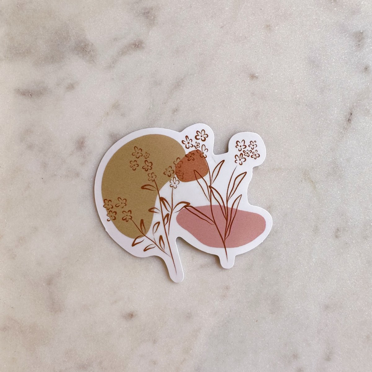 Organic Shapes with Flowers Water Resistant Vinyl Sticker