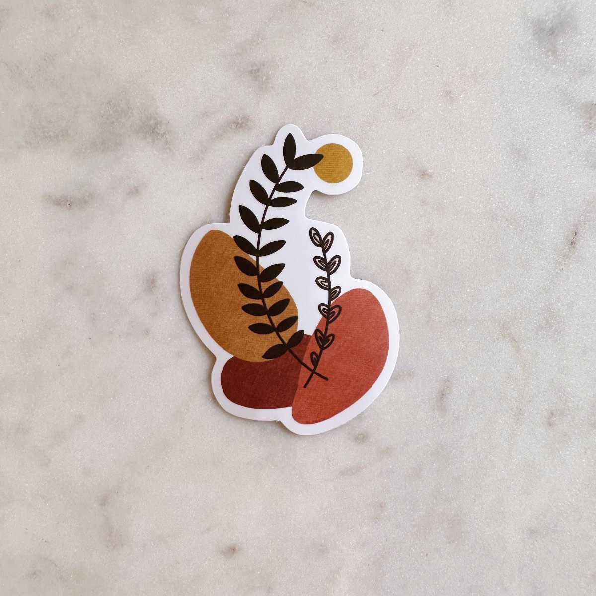 Organic Shapes with Plants Water Resistant Vinyl Sticker