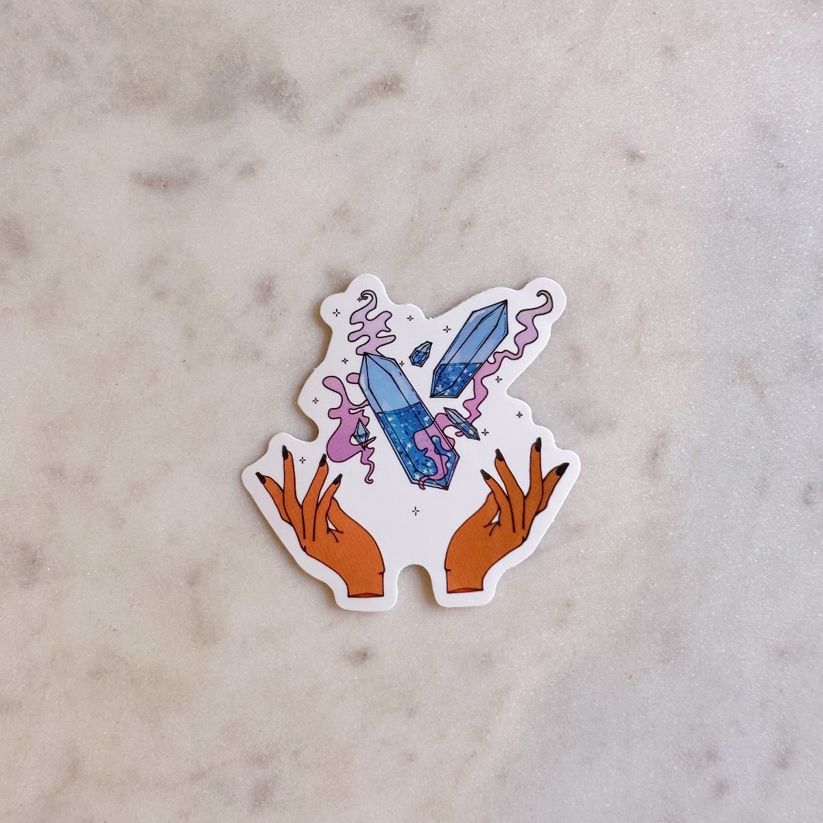 Mystic Hands with Crystals Water Resistant Vinyl Sticker