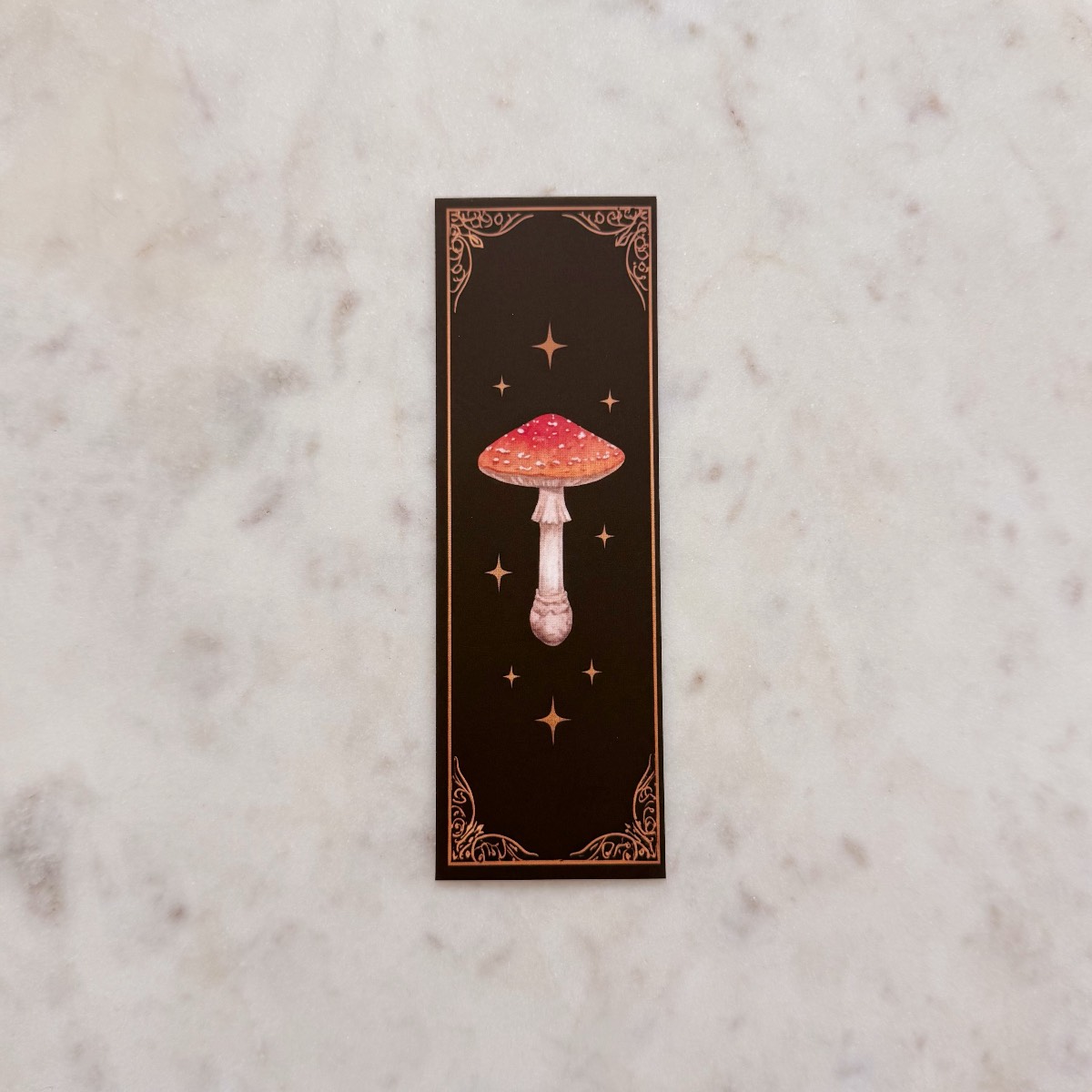 Red Toadstool with Stars Patterned Border Card Bookmark