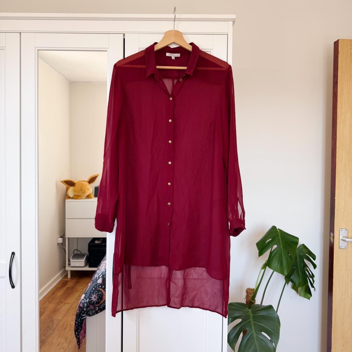 M&S Limited Edition Burgundy Sheer Button Down Shirt