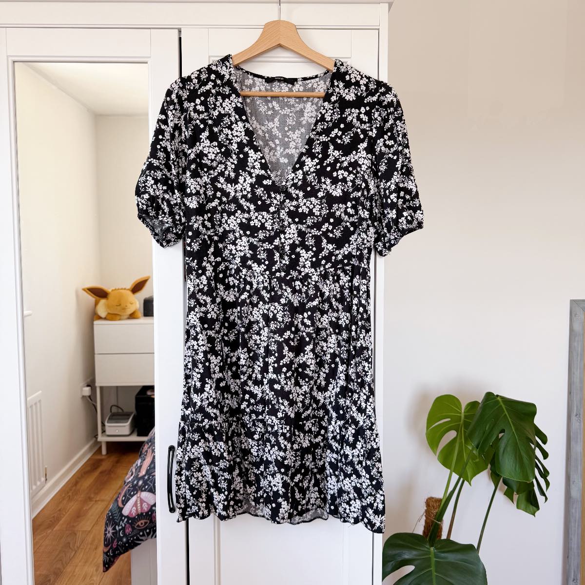 George Black Floral Short Sleeve Tea Dress