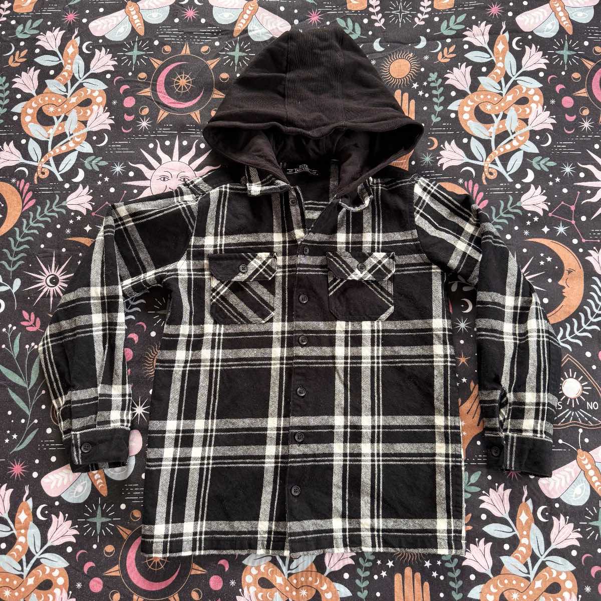 Matalan Black and White Check Long Sleeve Shirt