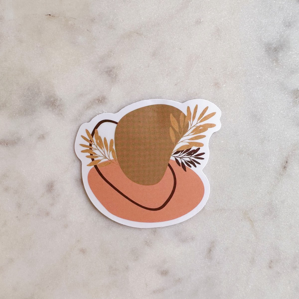 Organic Shapes with Leaves Water Resistant Vinyl Sticker