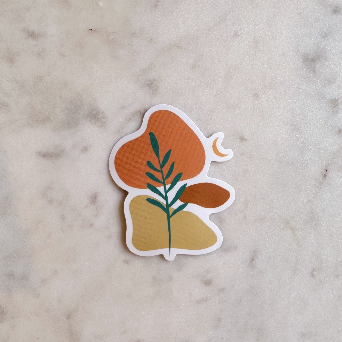 Organic Shapes with Leaves and Moon Water Resistant Vinyl Sticker