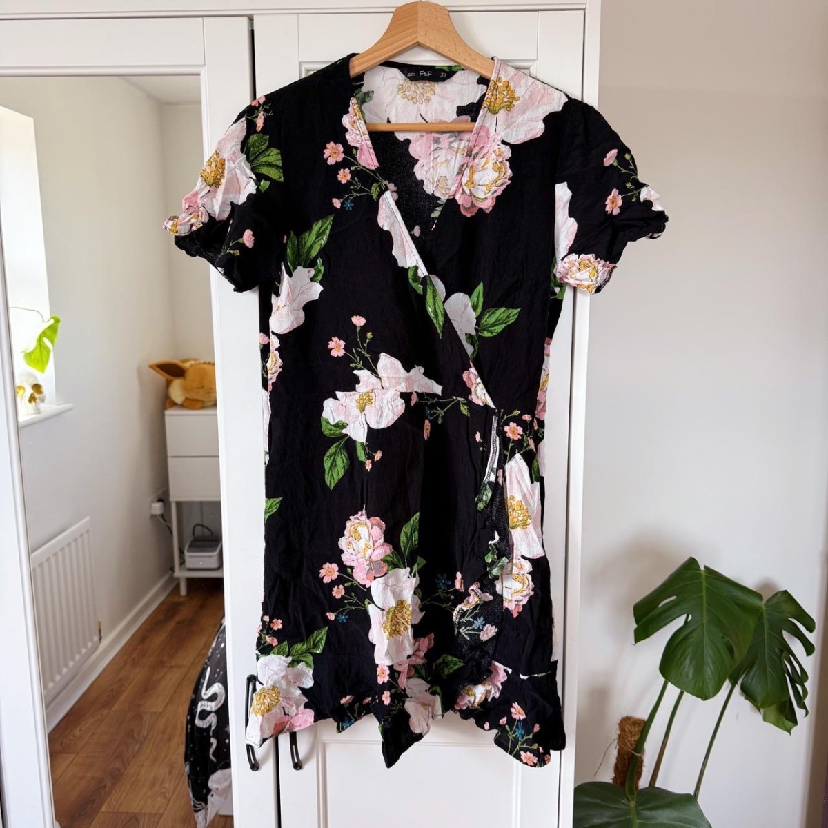 F&F Black Floral Short Sleeve Dress