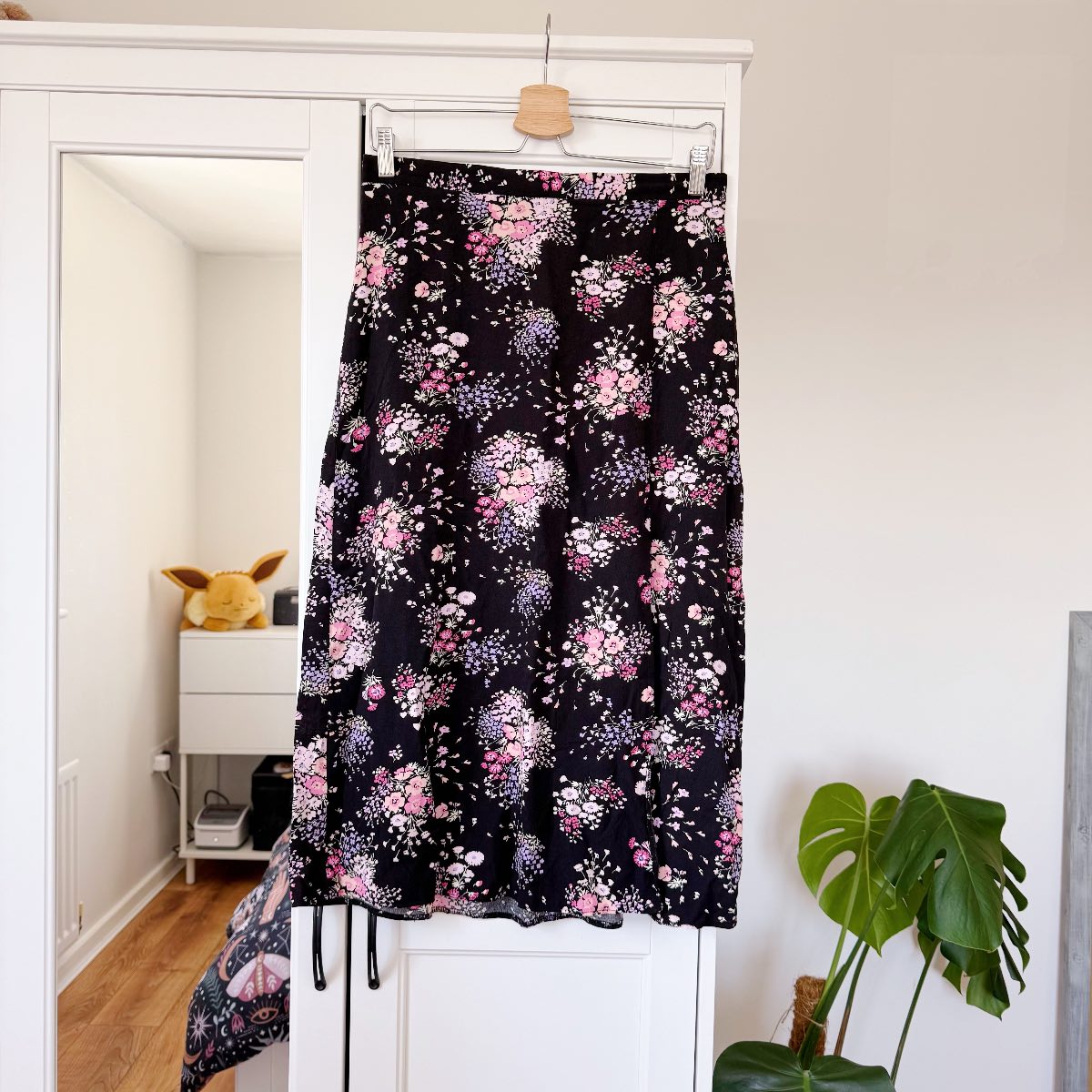 George Black Floral Split Leg Midi Skirt