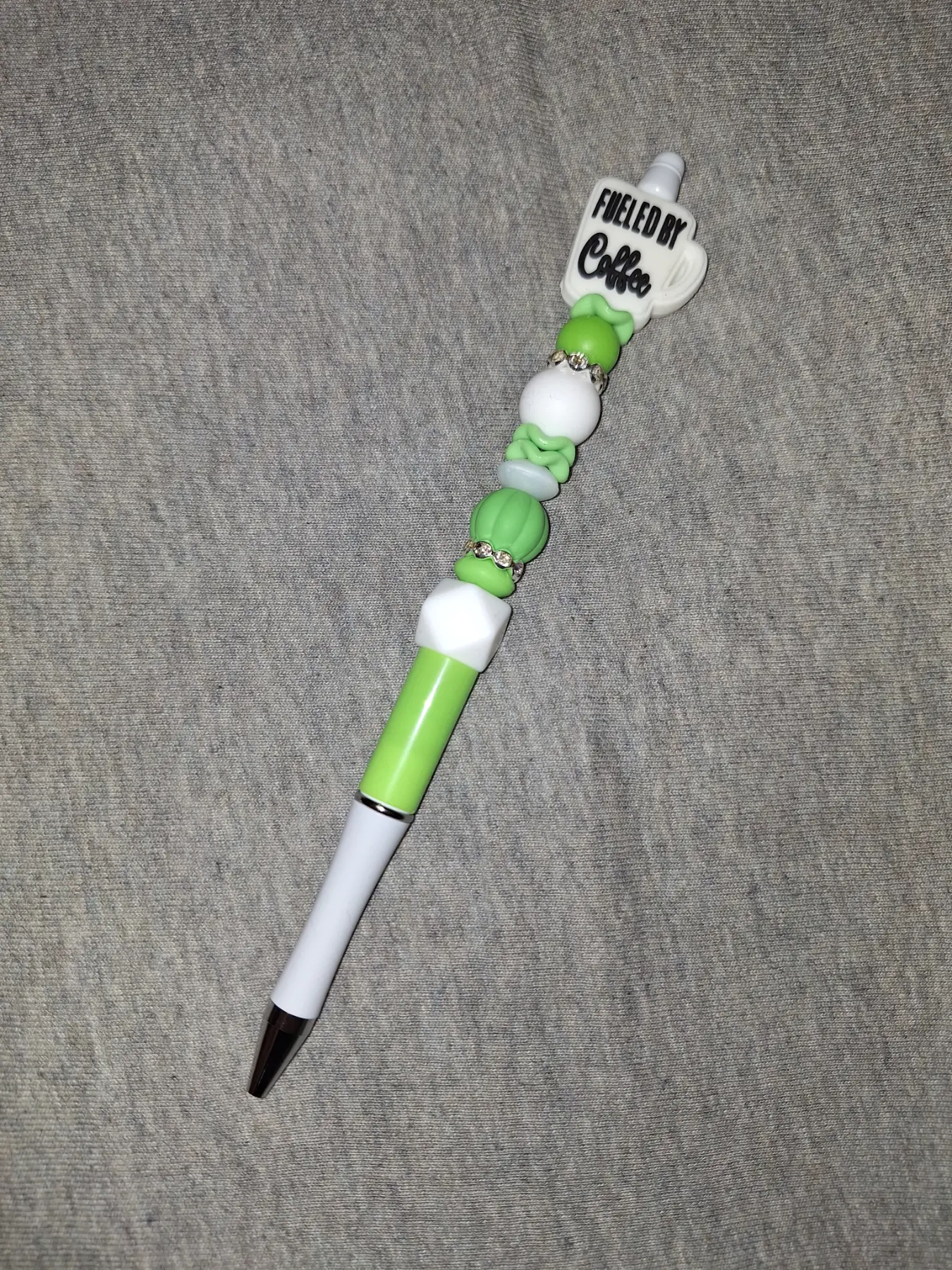 Handmade Green XL Silicone Beaded Pen