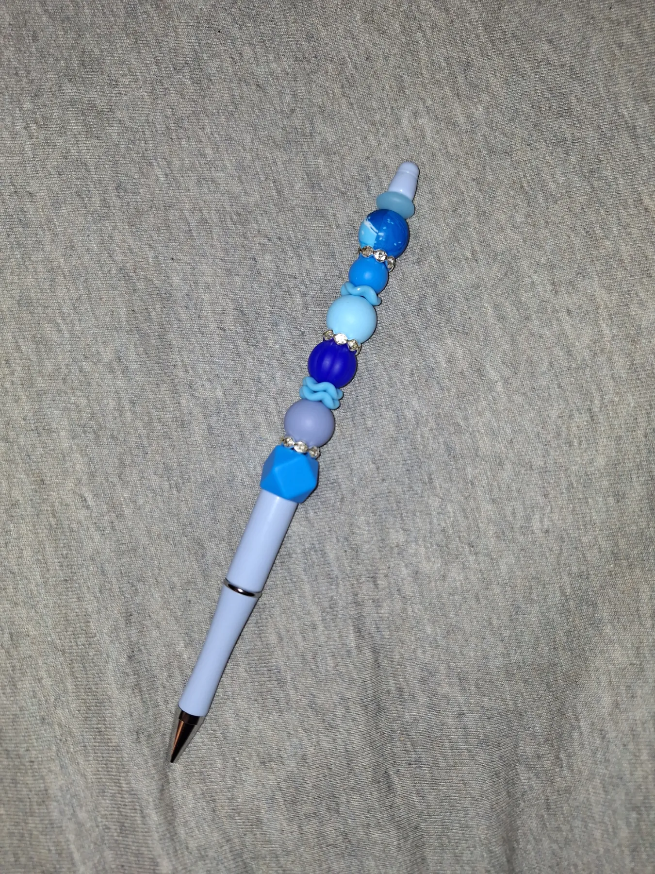 Handmade XL Blue Silicone Beaded Pen