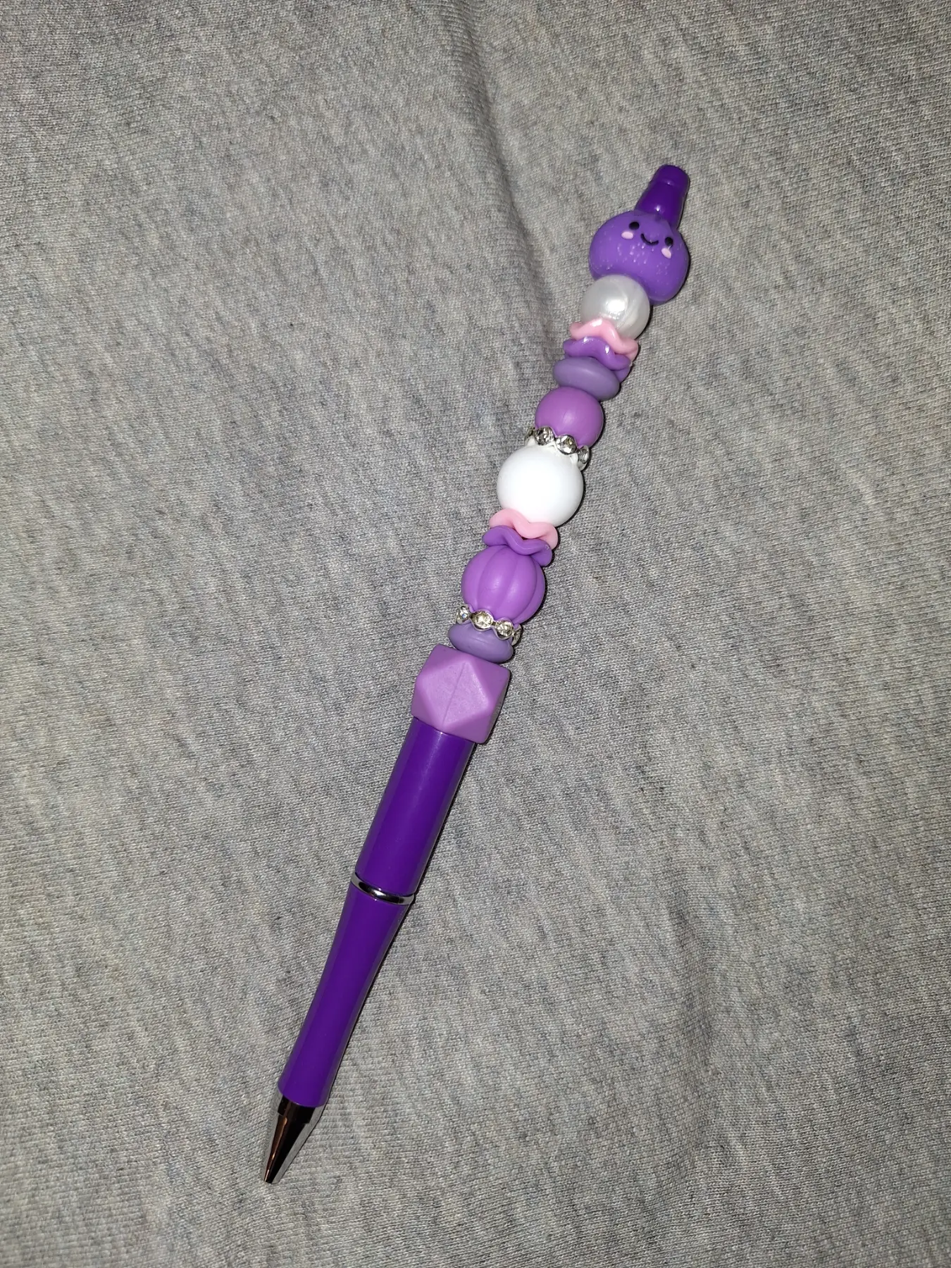Handmade XL Purple Dumpling Silicone Beaded Pen