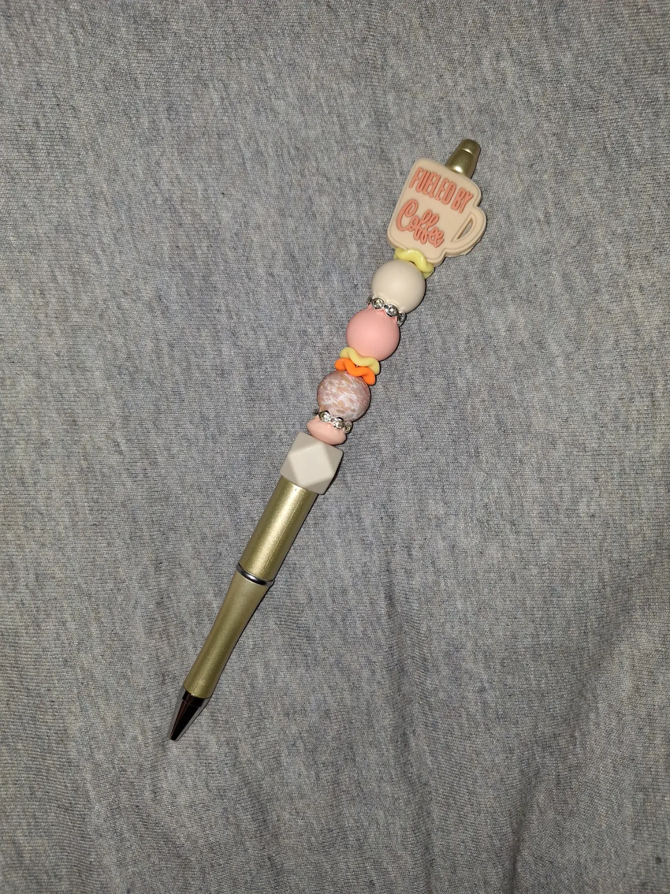 Handmade Beige XL Silicone Beaded Pen