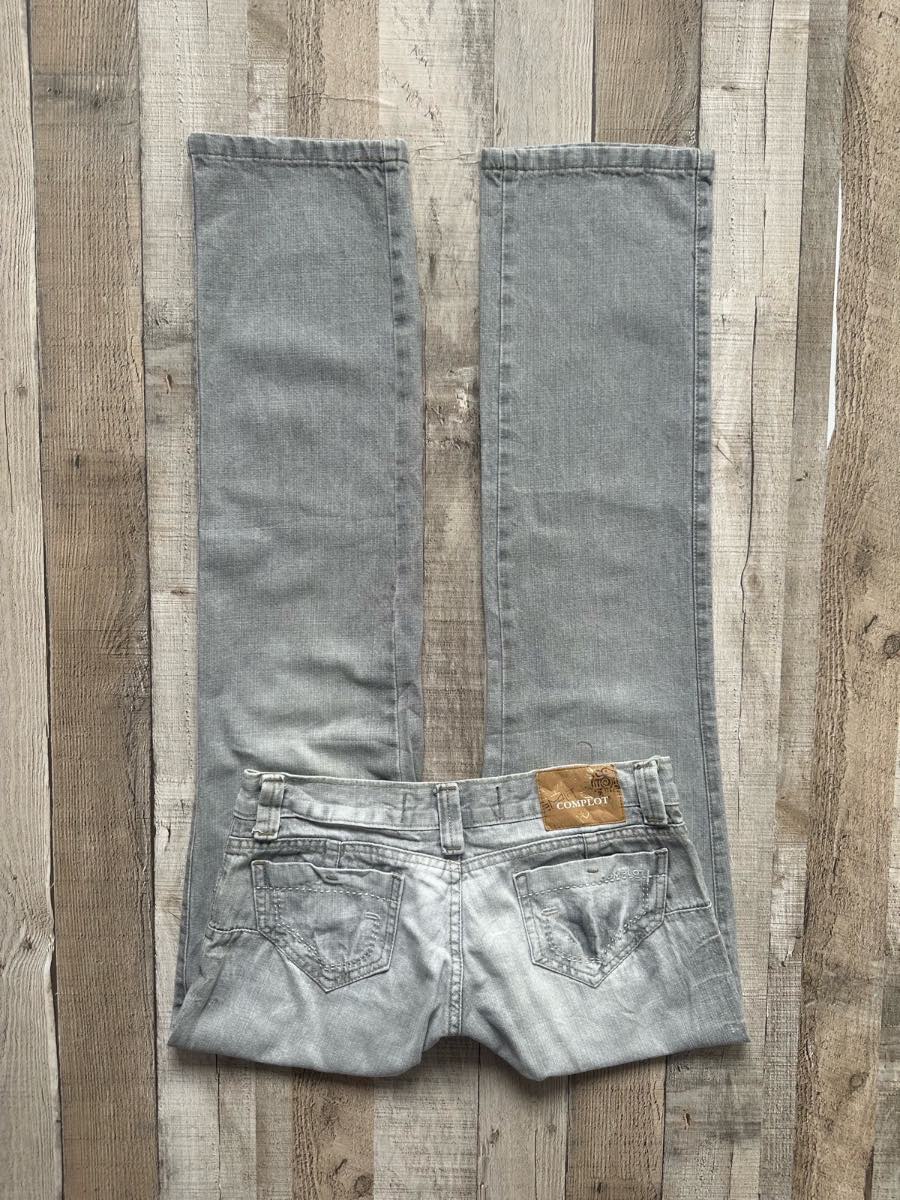2000s Complot Basicos Y2K Ultra Low Rise Straight Leg Jeans Grey