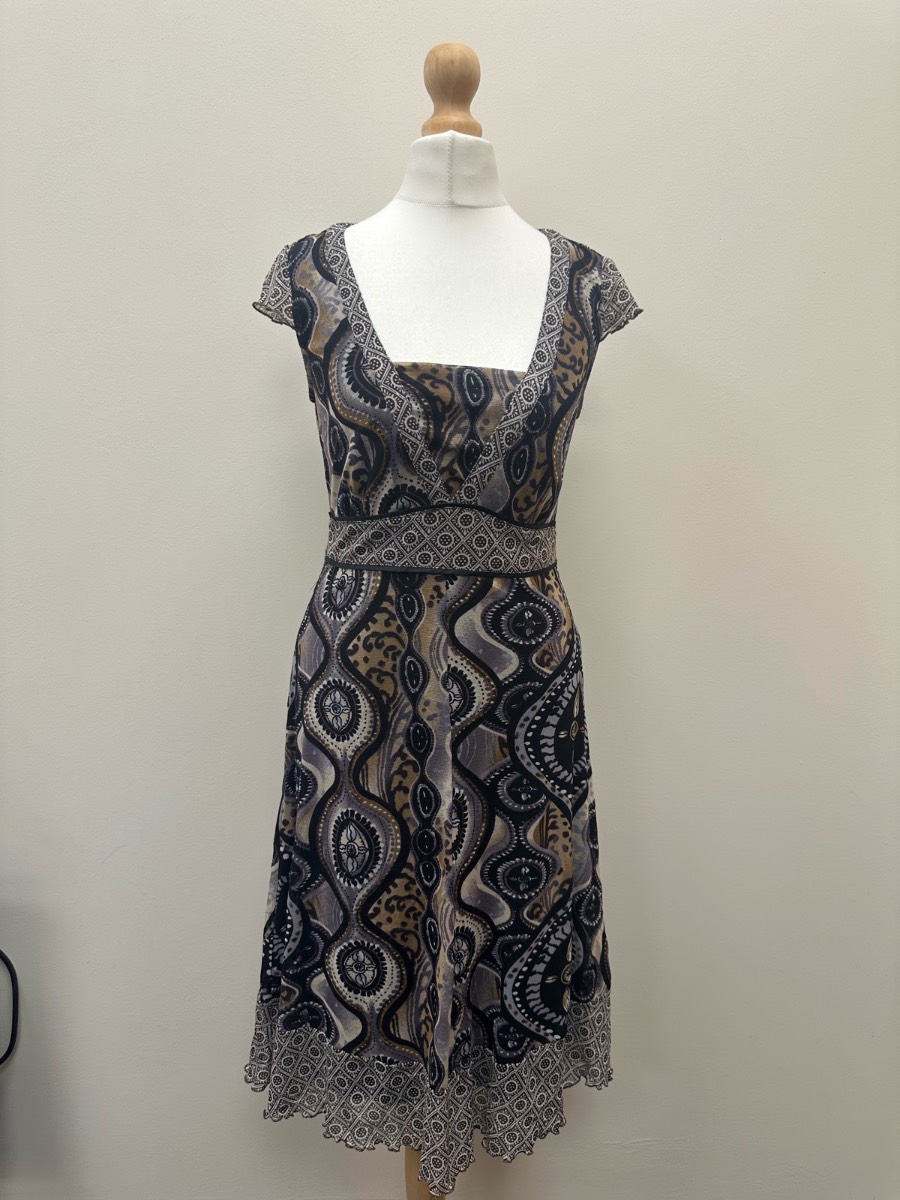 San Francisco Boho Y2K Brown Paisley Print Dress Size XS 6-8