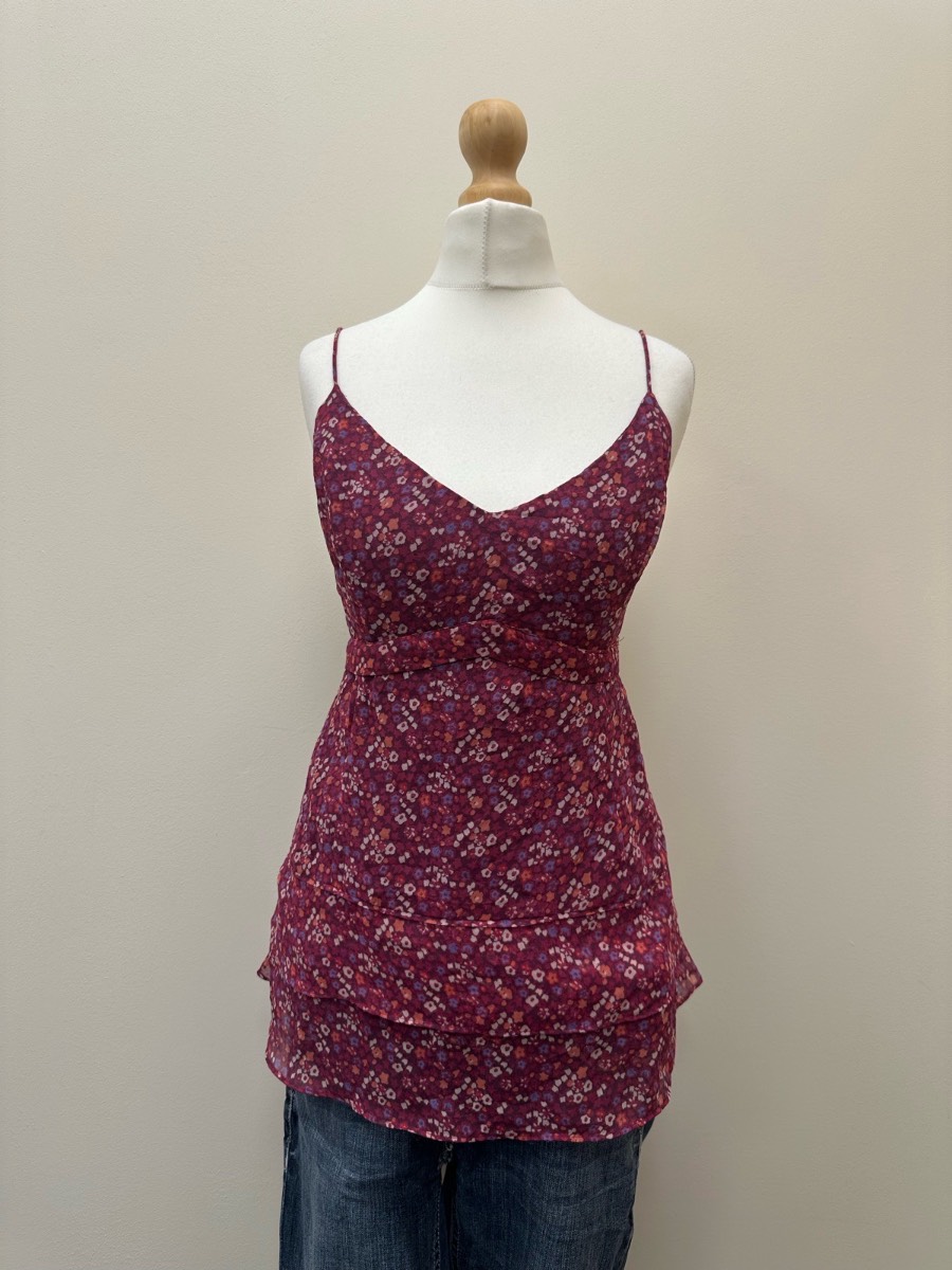 Y2K American Eagle Floral Chiffon Babydoll Cami Size XL 14