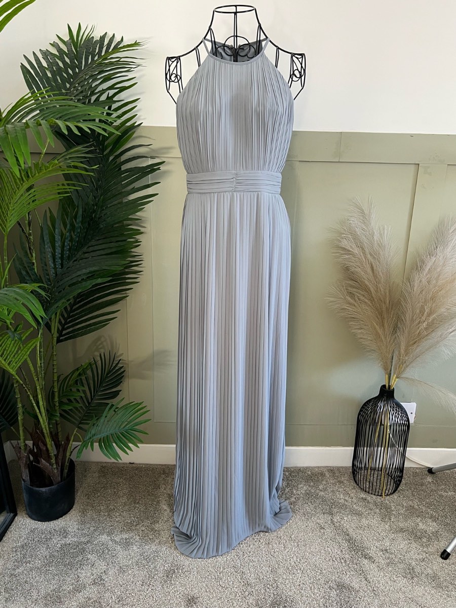 Beautiful whimsical feminine pale grey maxi dress