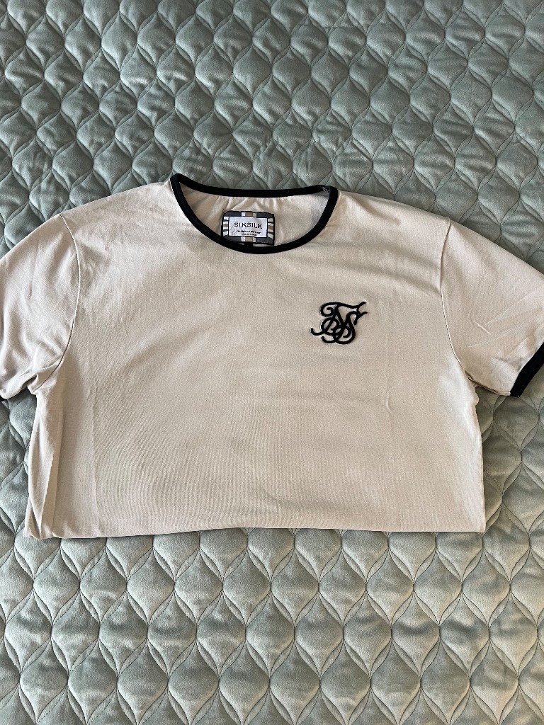 Silk Silk cream T shirt smart casual curved hem added interest
