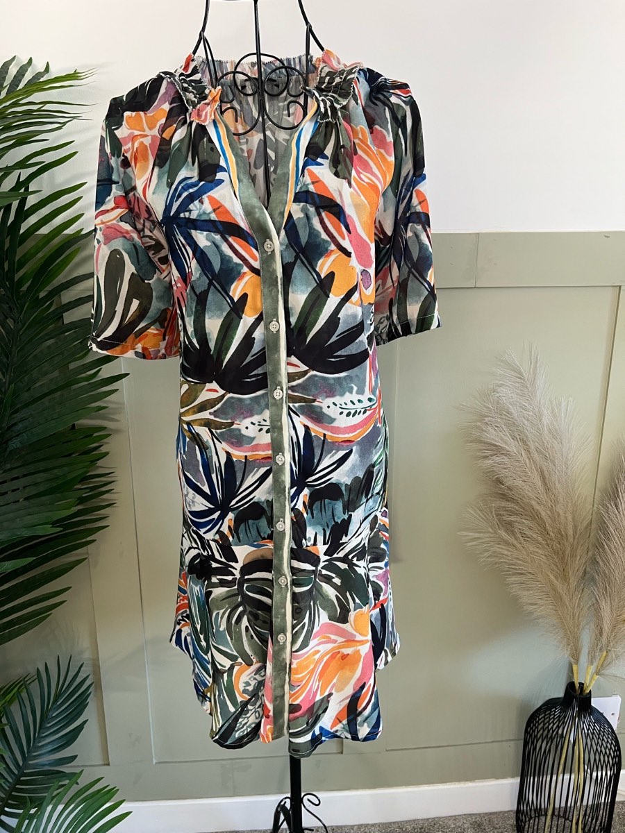 Vibrant striking shirt dress smart casual wear