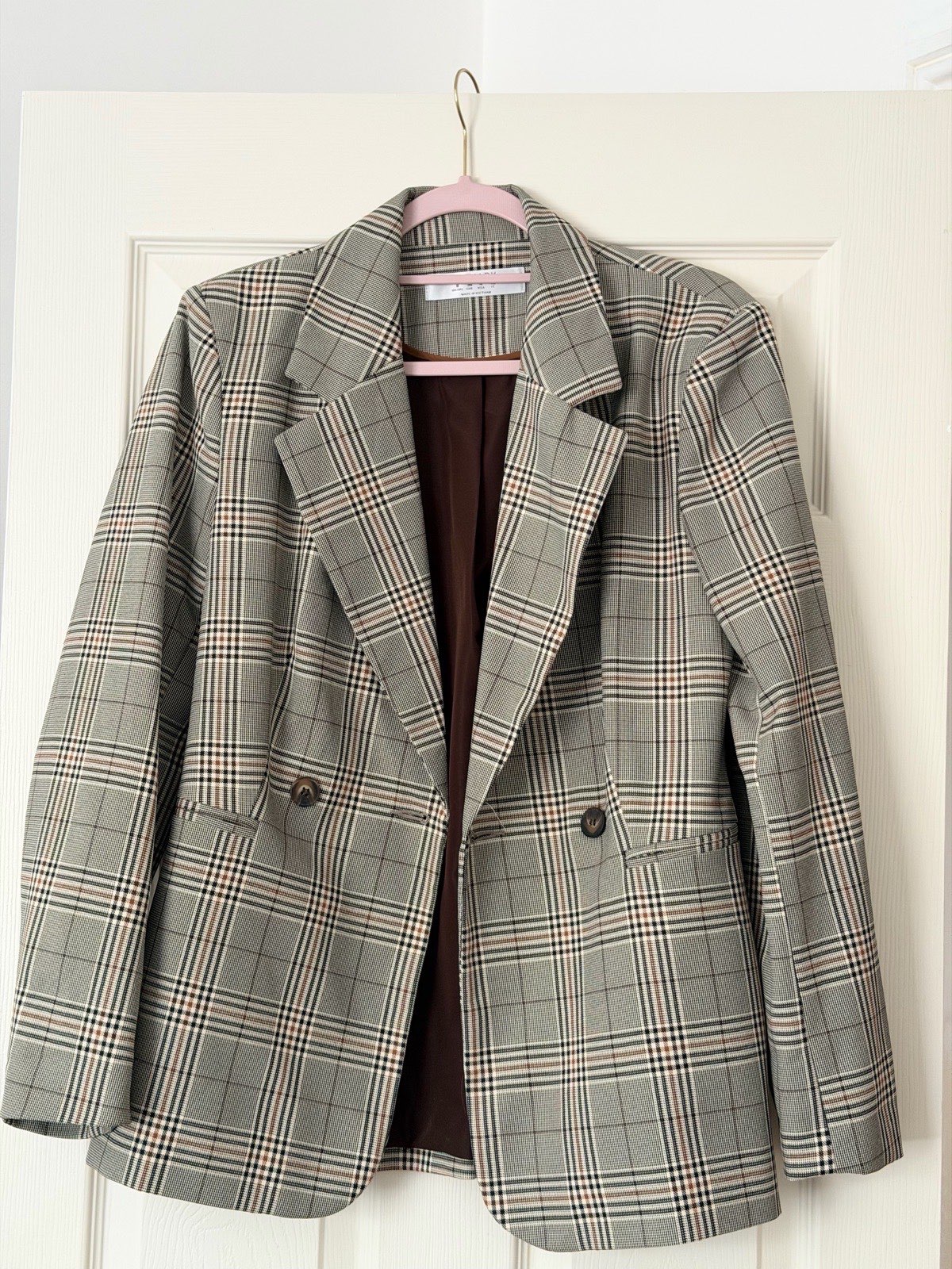 Primark Checked Tartan Blazer Grey Size 8