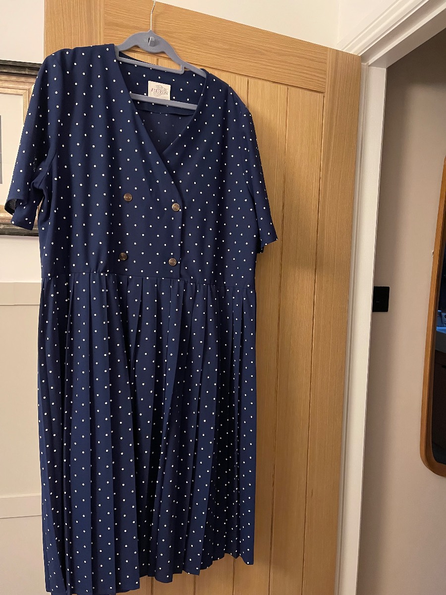 Vintage Navy polka dot dress size 24