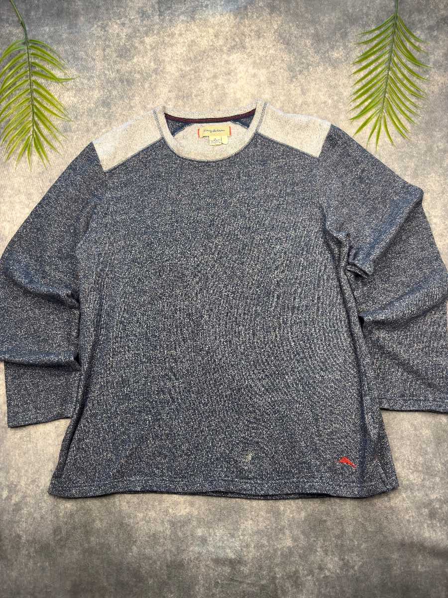Tommy Bahama Blue Marl Men’s Y2K Sweatshirt Pullover Crew Neck Casual Jumper XL