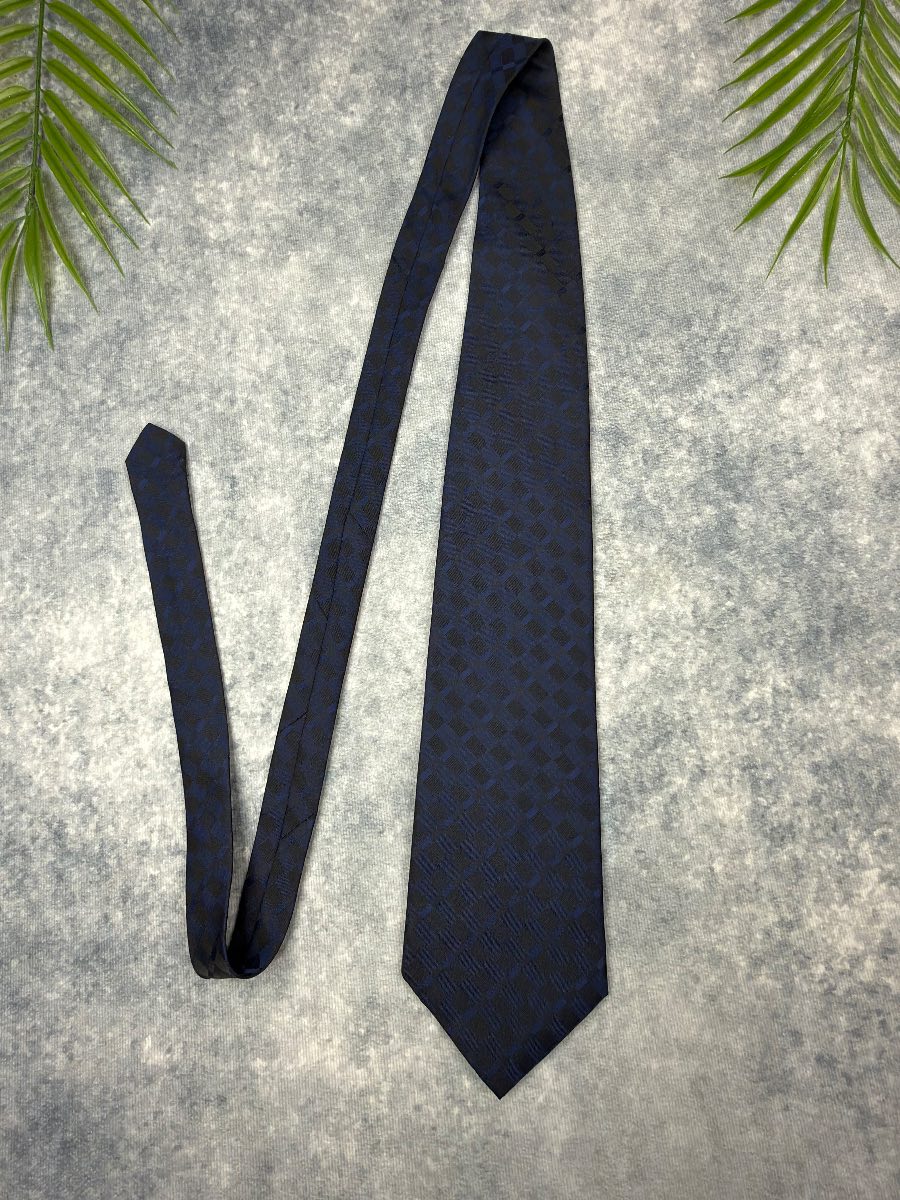 Thailand Blue Black Checkerboard Silk Tie Business Office Wedding Formal Classic