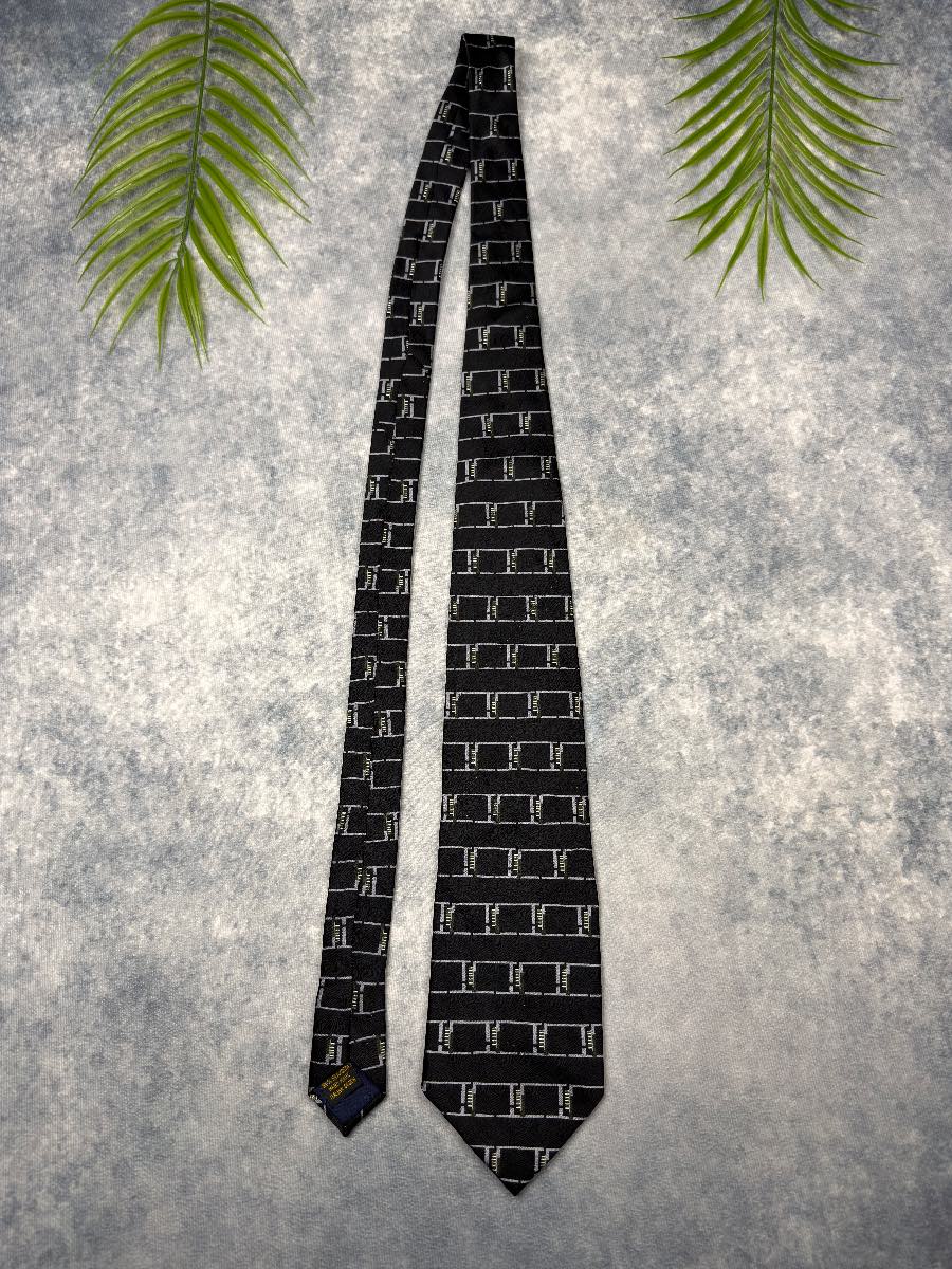 Natural Silk Italian Design Black Geometric Tie Formal Business Wedding Retro