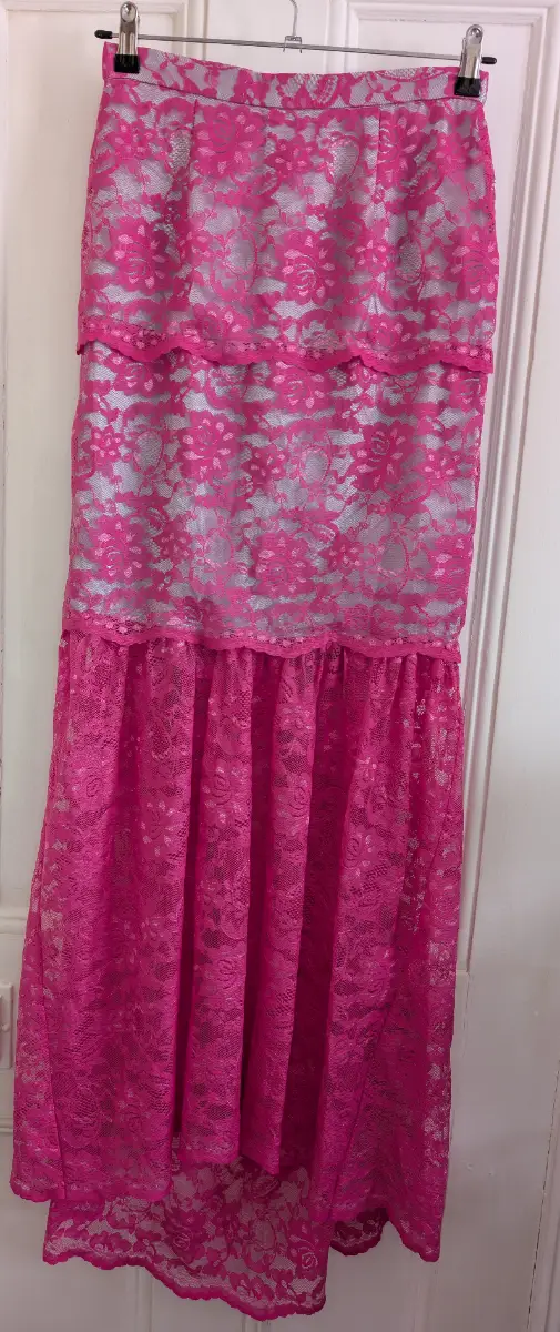 Elena Antoniades London pink long Lace Skirt size S