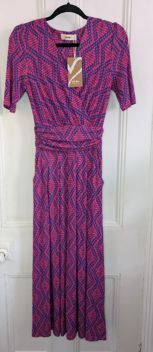 Jolie Moi Macara Animal Print Wrap Maxi Dress, Pink Geo Size 8