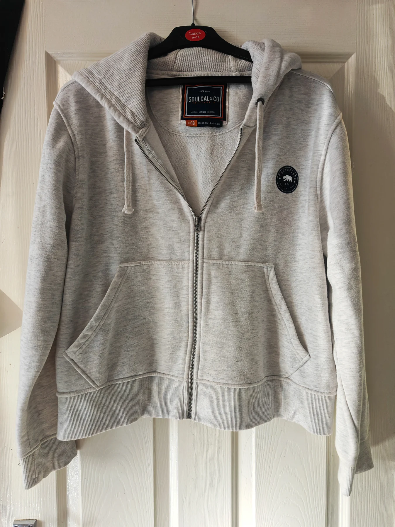 Soulcal&co zip through hoodie grey marl size 18