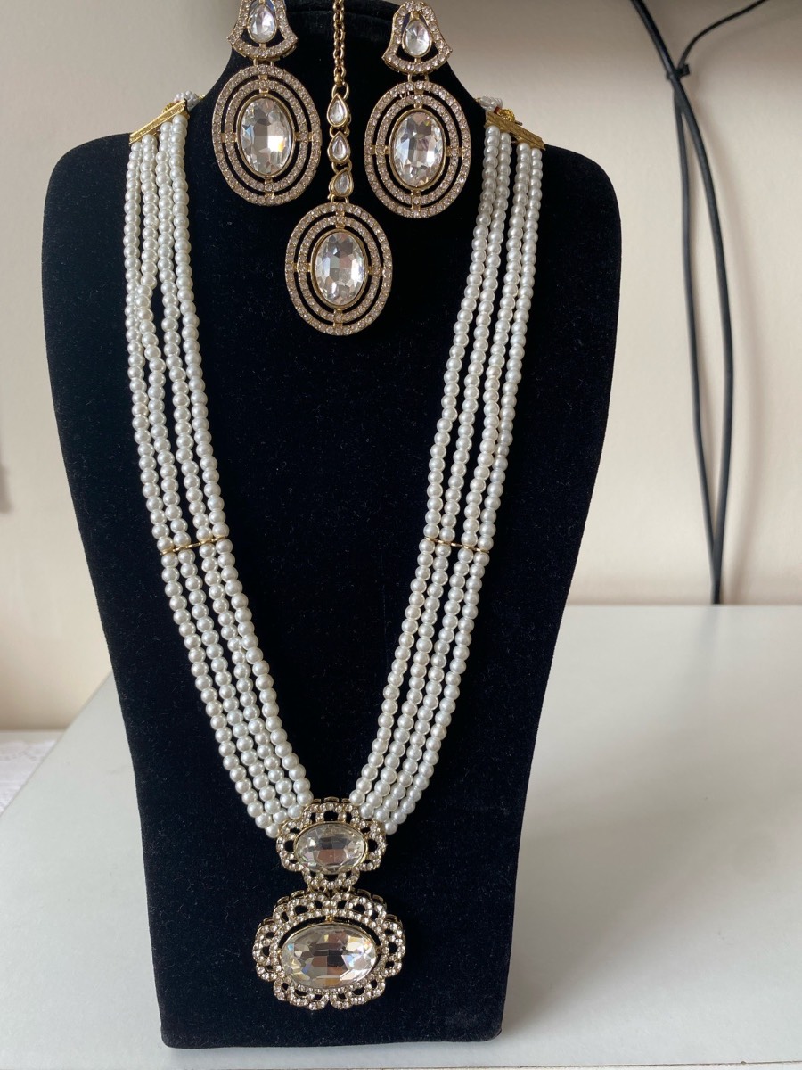 White Polki Stones Mala Set