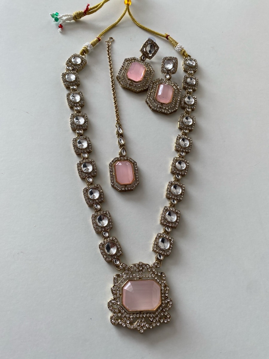 Baby Pink Polki Mala Set