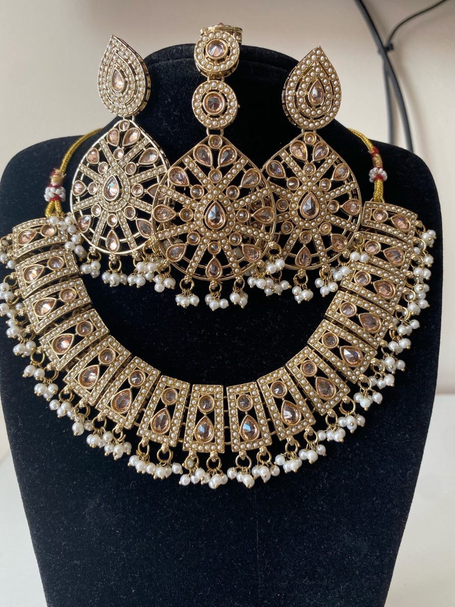 Champagne Coloured Polki Stones Set