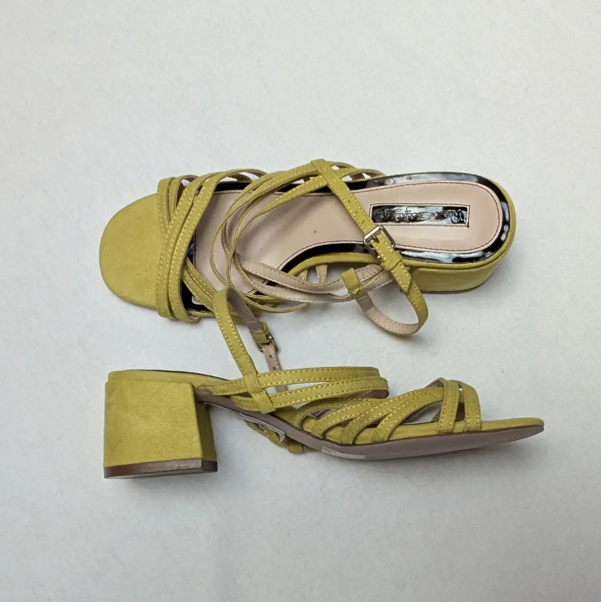 Miss Selfridge Sara Lime Block Heel Sandals – UK 5 / EU 38