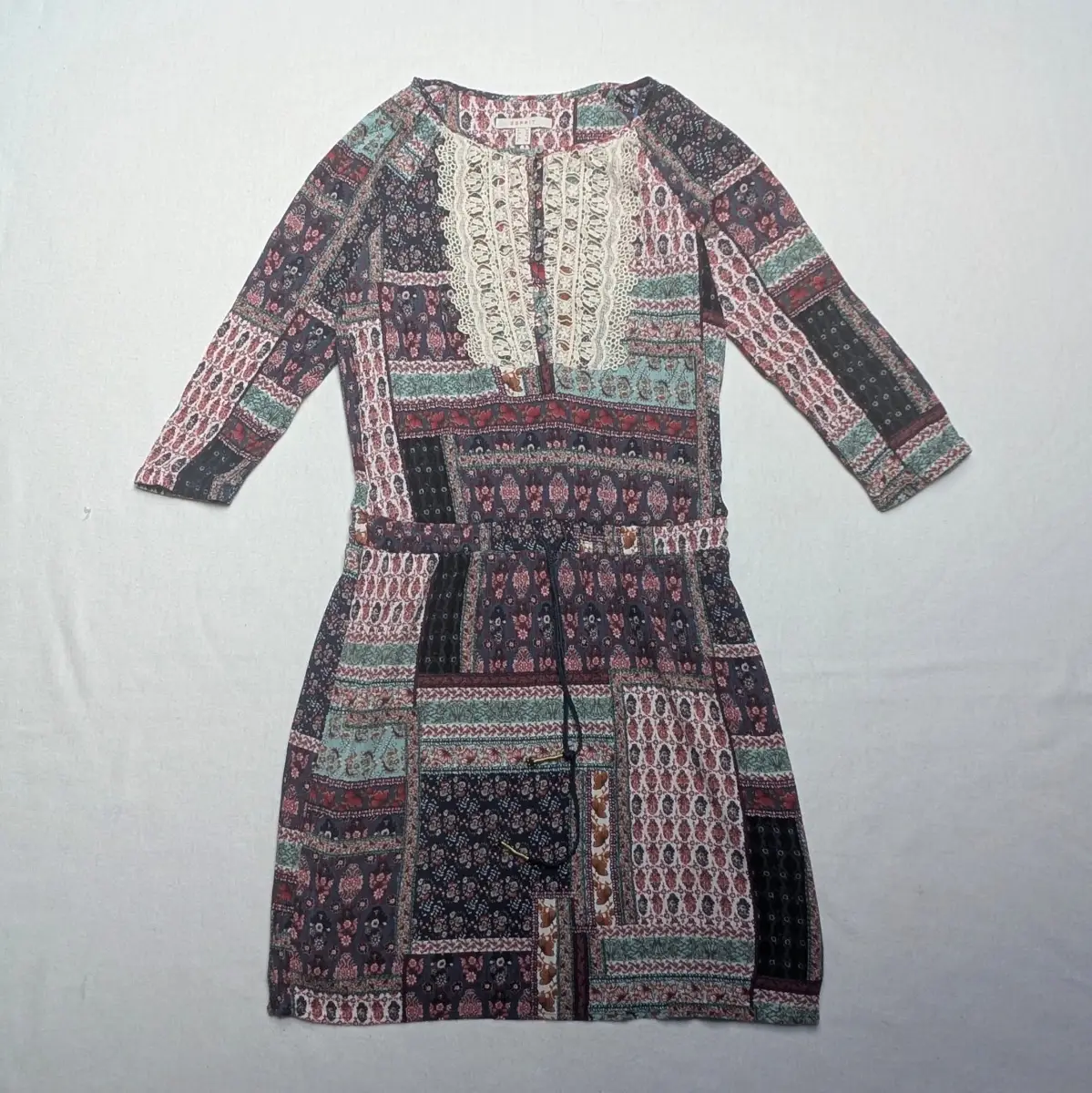 Esprit Boho Print Dress with Crochet Lace – UK 10