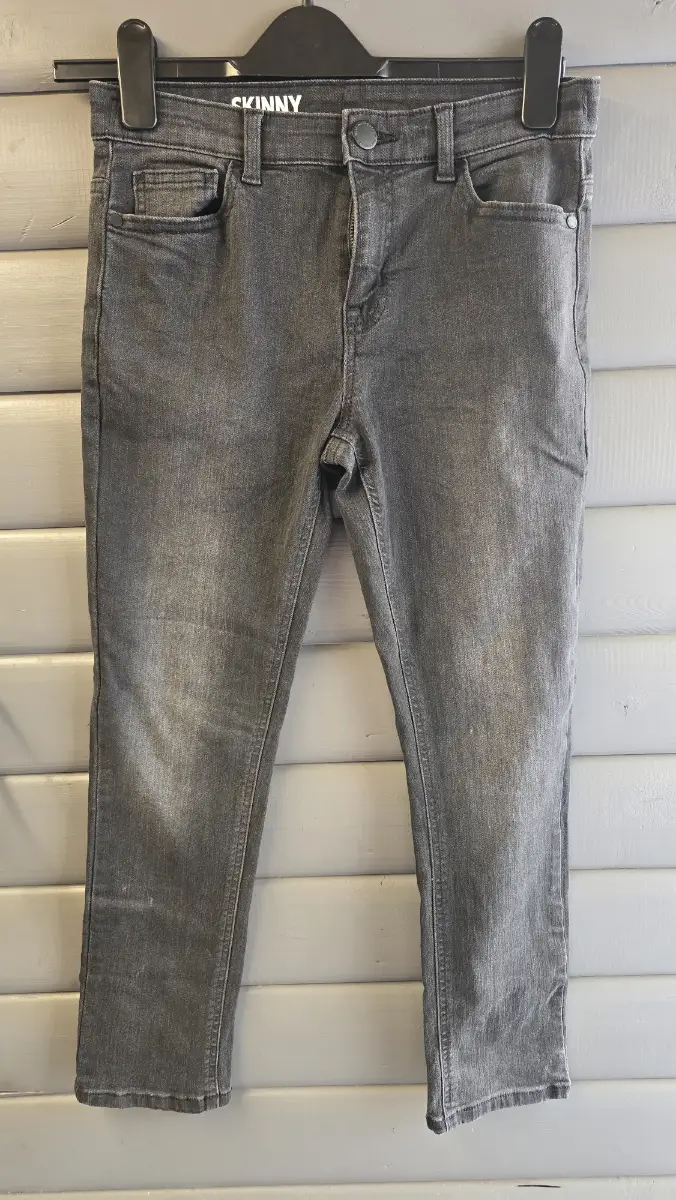 Boys grey/black fade acid wash skinny jeans age 11