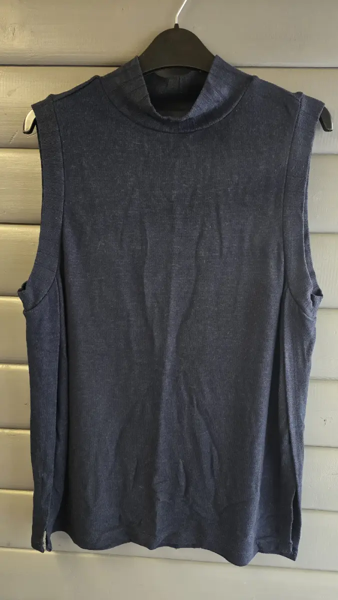 Next Ladies Navy Sleeveless High Neck Side Split Top Size 14