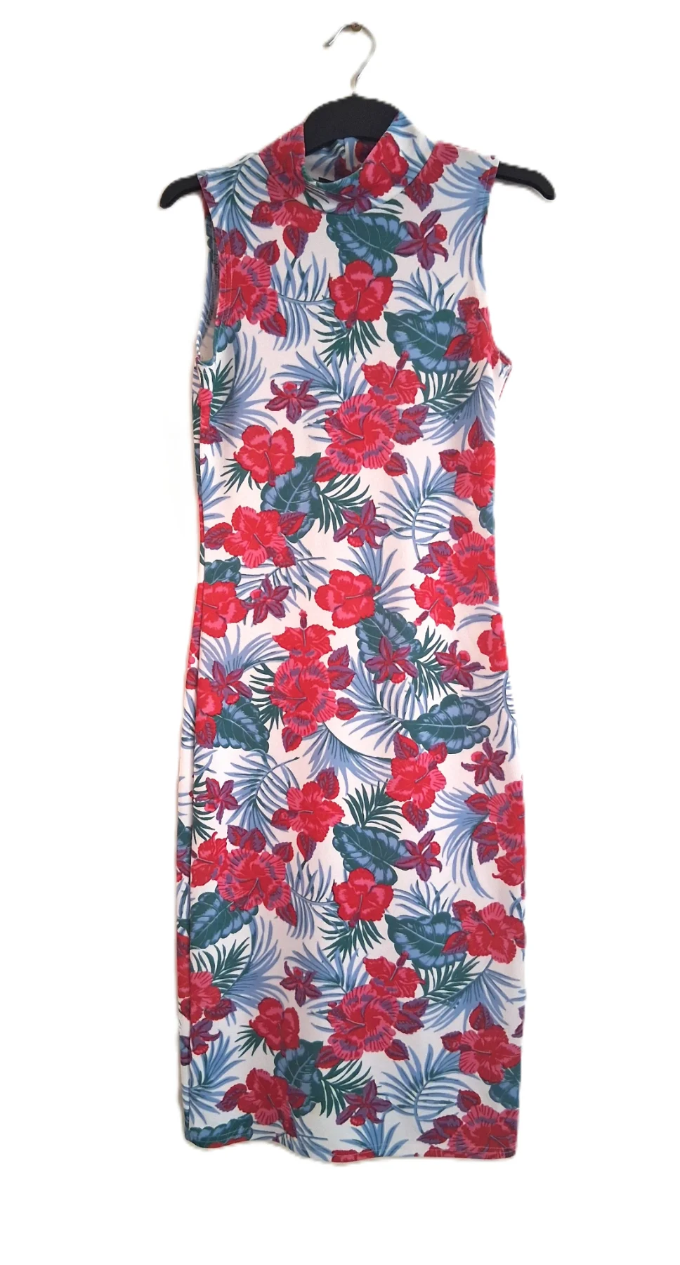 Club L White Floral Bodycon Midi Dress UK 10