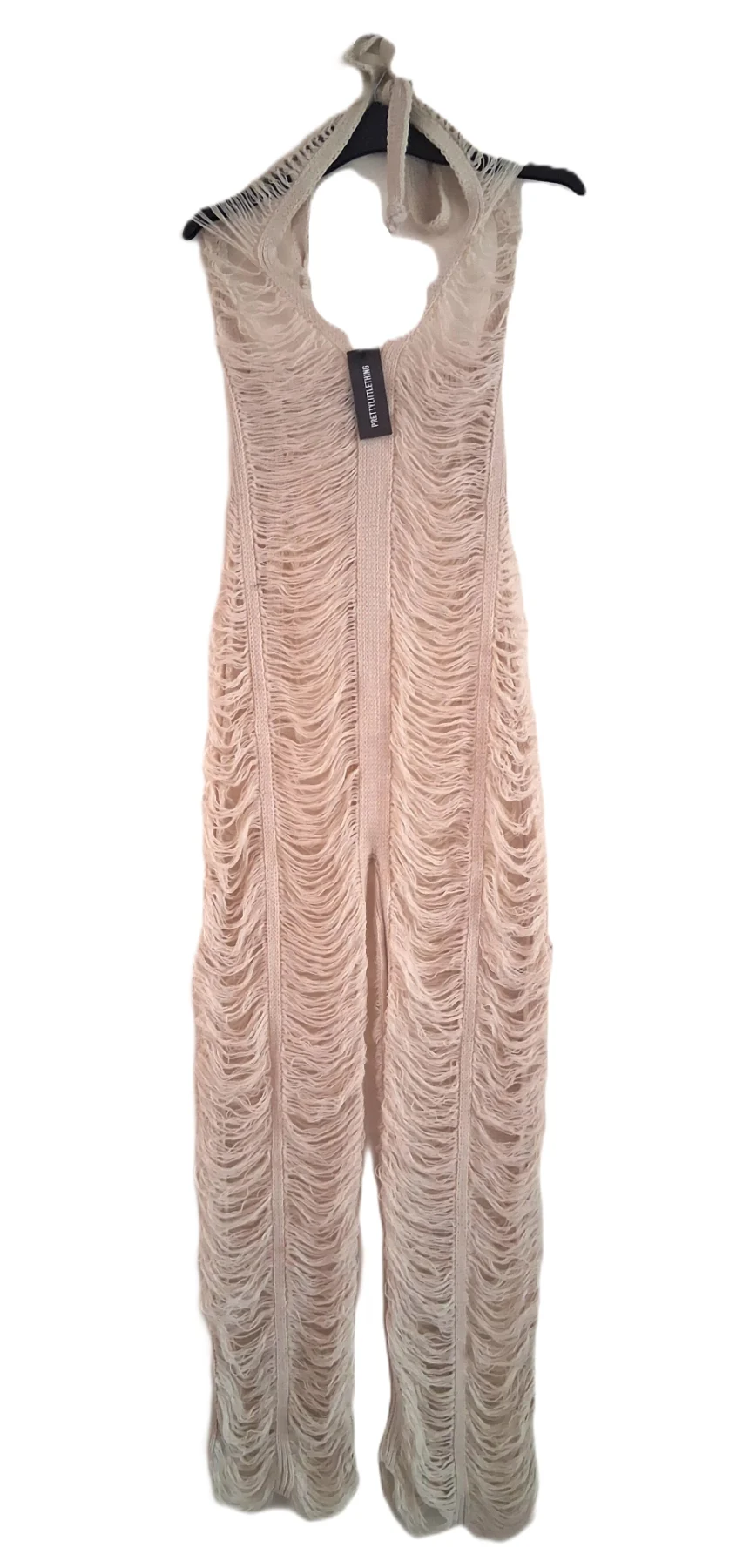 PrettyLittleThing (PLT) Stone Knit Ladder Halterneck Jumpsuit M Medium (UK 10-12) Brand New With Tag