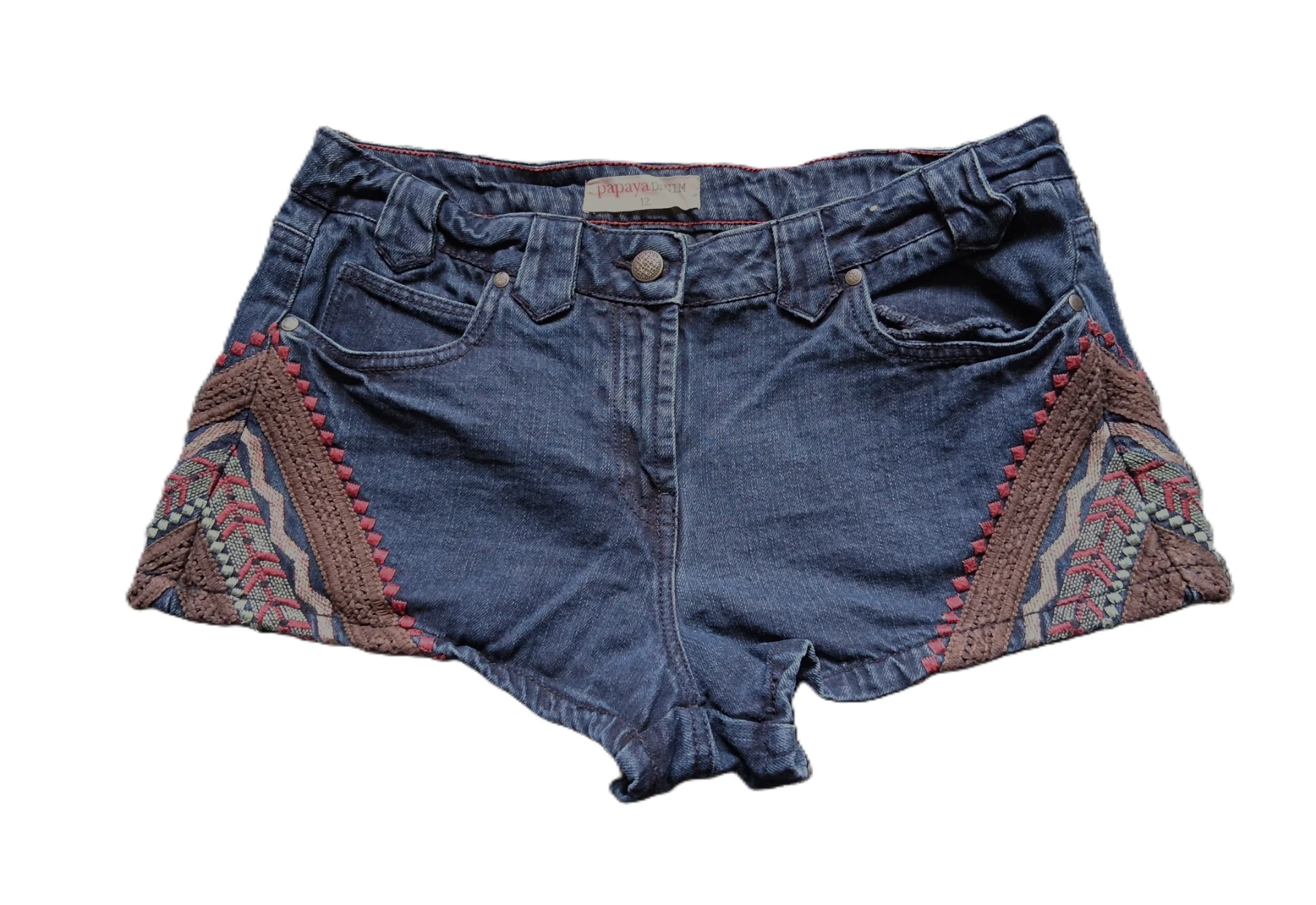 Papaya Dark Blue Denim Mini Shorts UK 12 Matalan