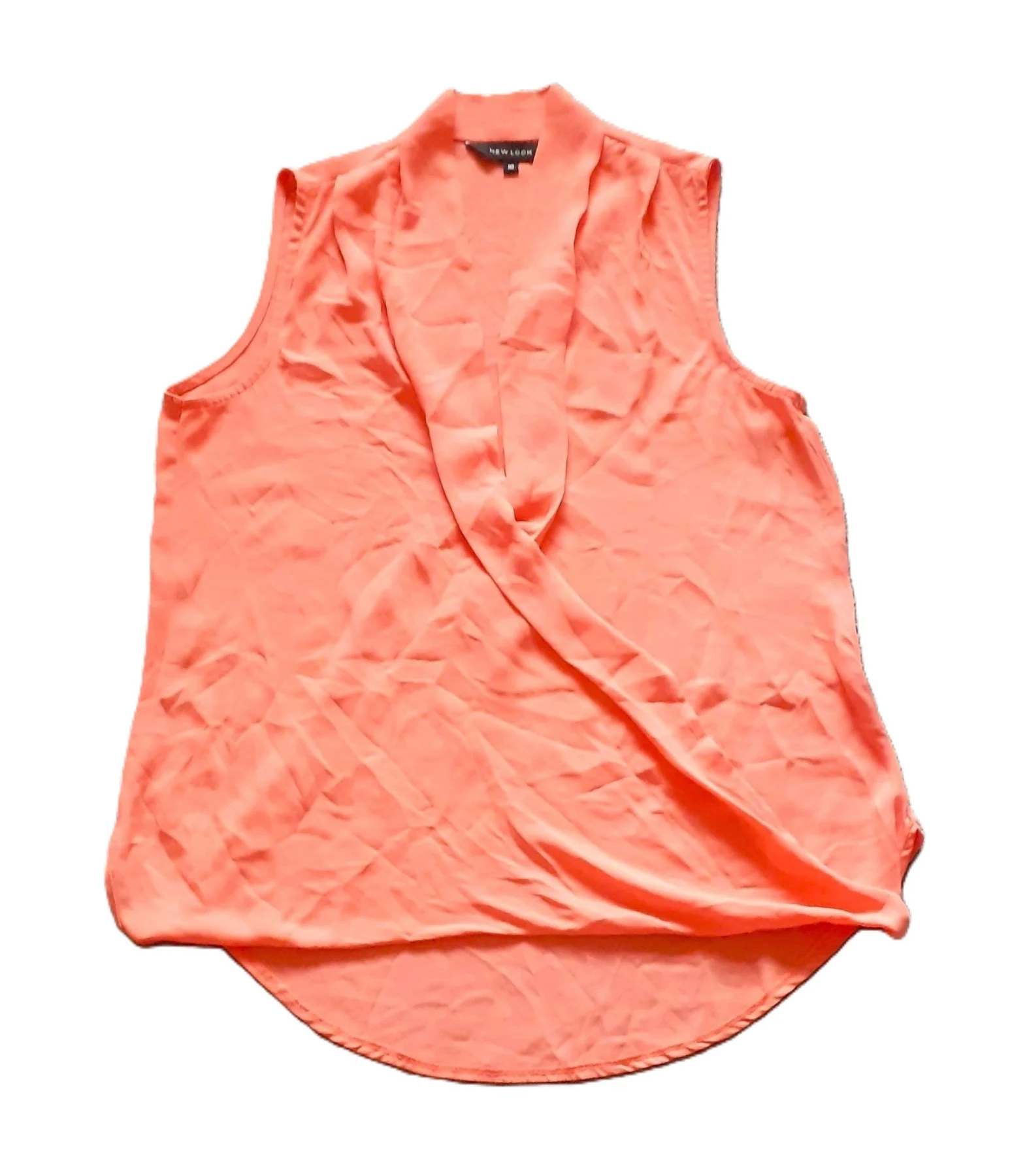 New Look Orange/Dark Peach Wrap Front Top UK 10