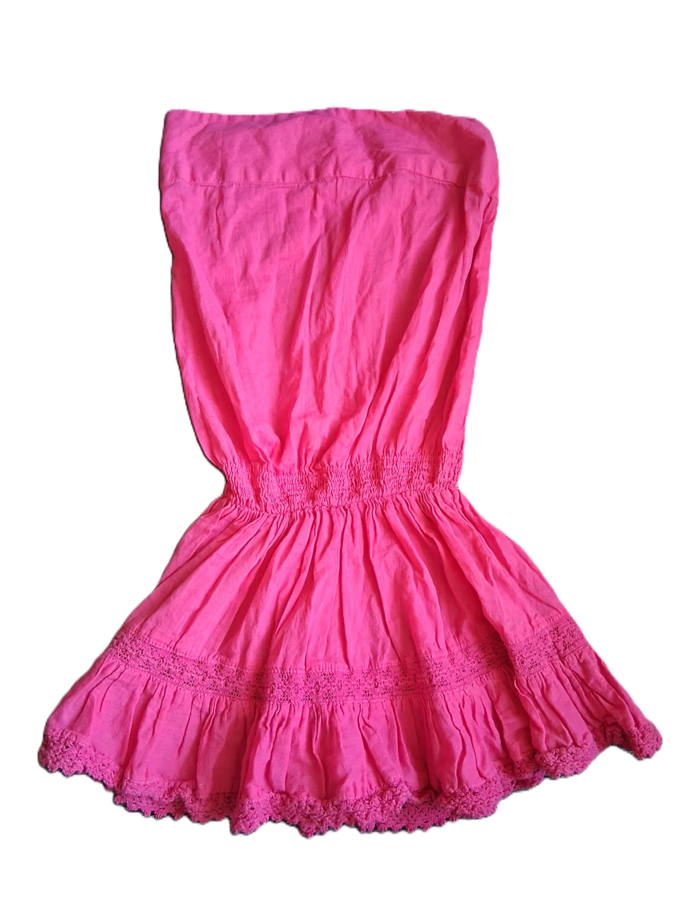 H&M L.o.g.g. Pink Summer Beach Strapless Bandeau Dress UK 12