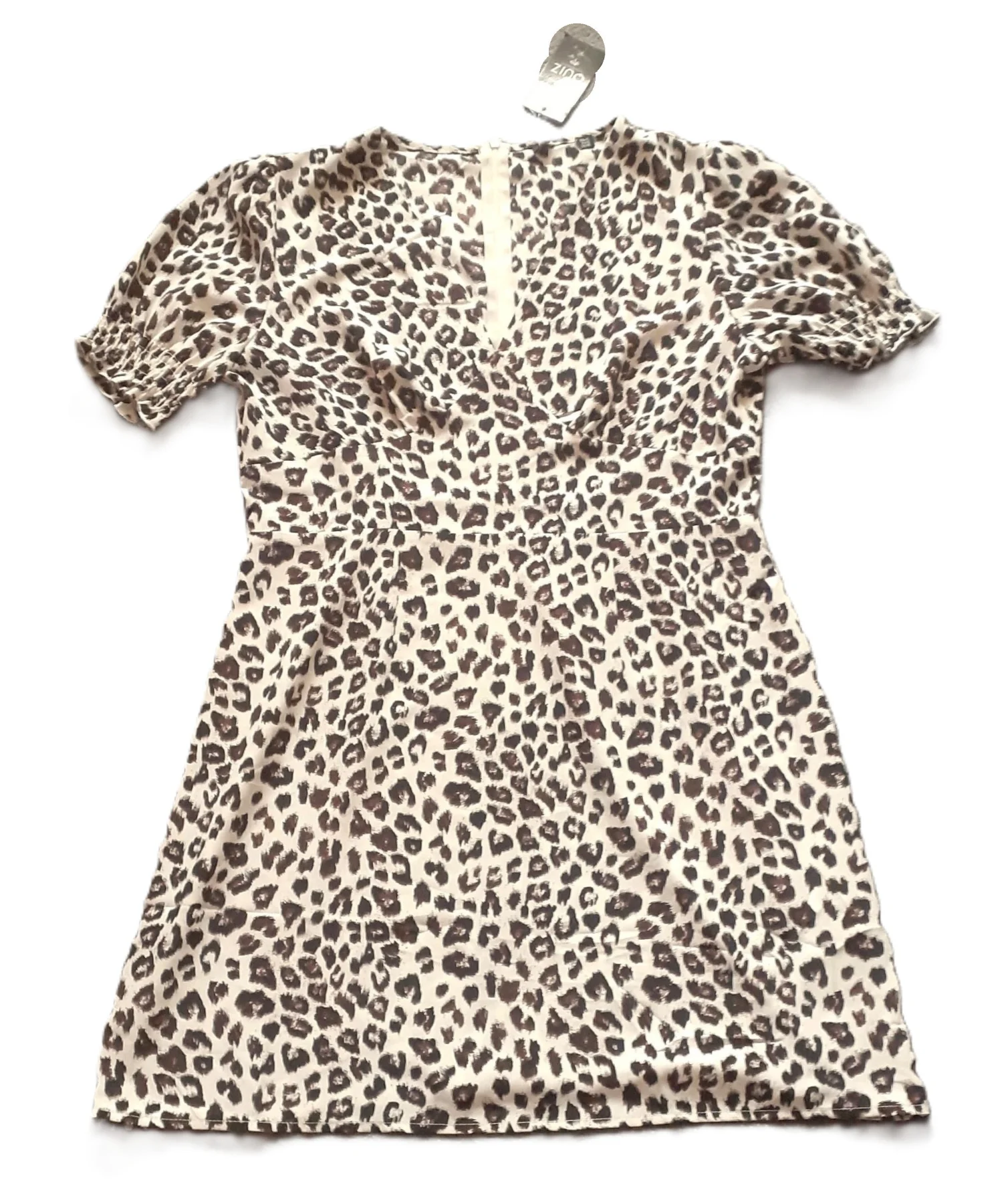 Quiz Cream & Brown Animal Print Skater Dress UK 14 Brand New With Tag RRP £32.99