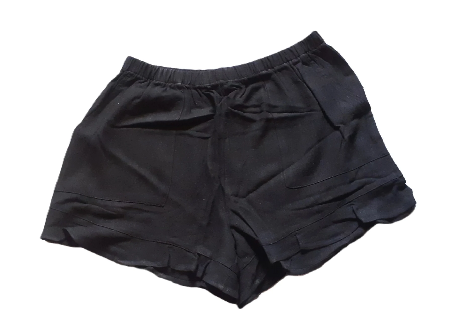 Smart Casual Black Shorts Linen Style High Waist Brand New Large (UK 12-14)
