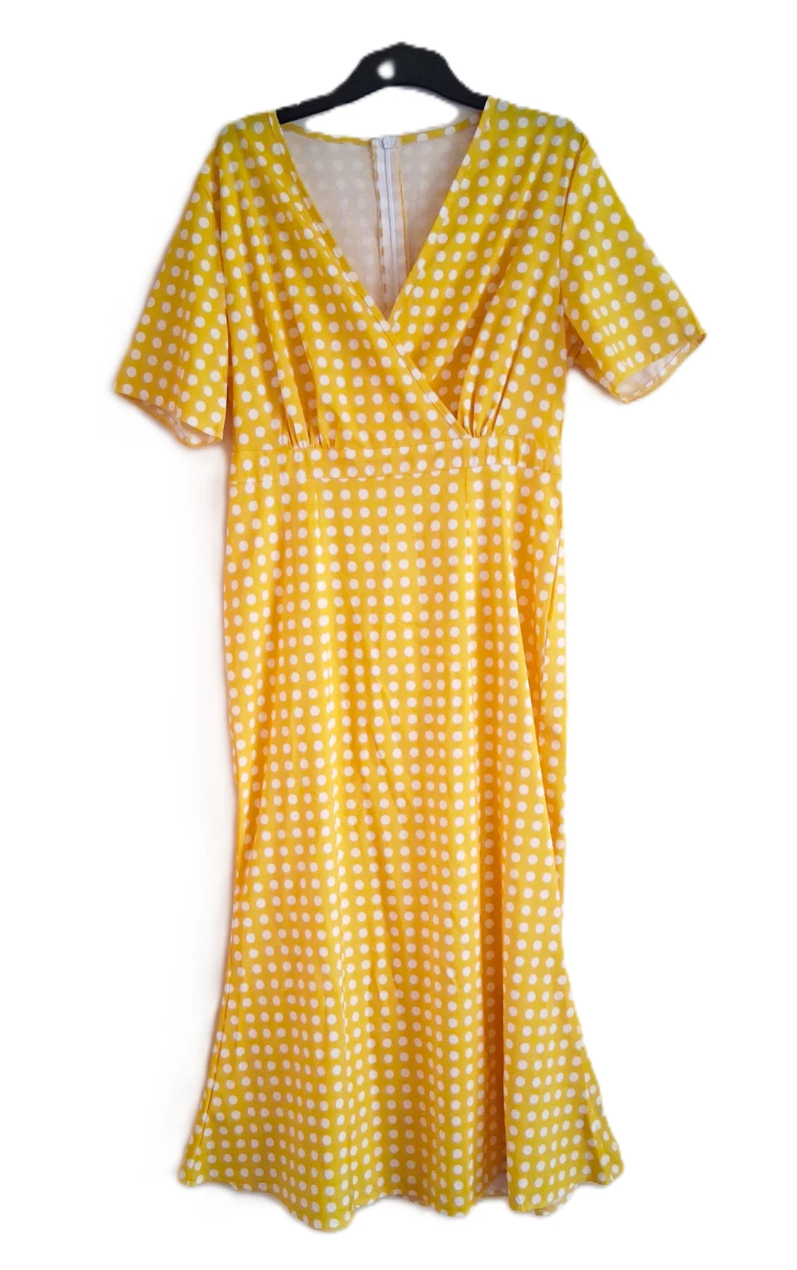 Shein Yellow & White Polka Dot Maxi Dress M Medium EU 38 US 6 (UK 10)