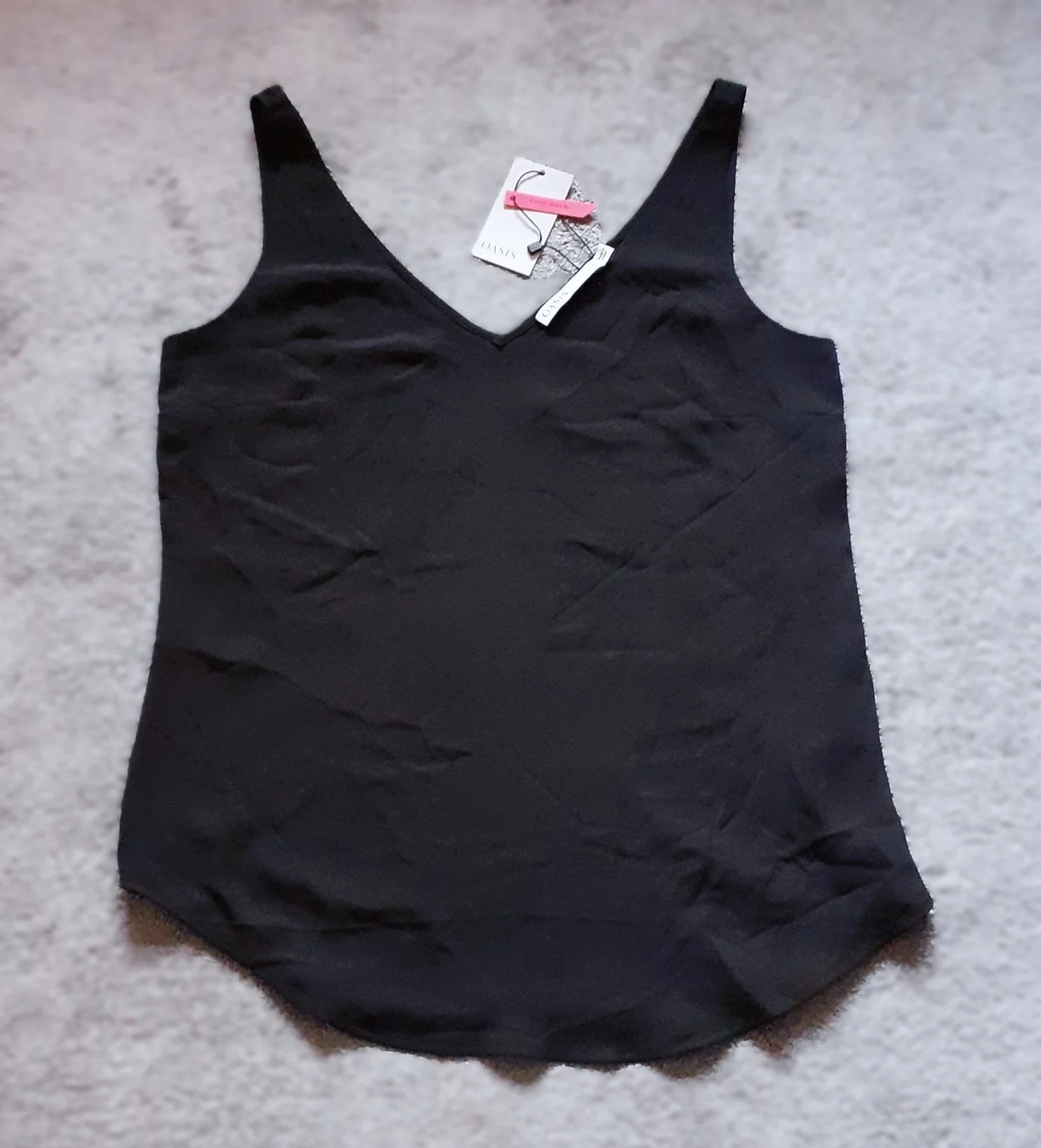 Oasis Black Cami / Vest Top Sleeveless UK 10 Brand New With Tags RRP £24